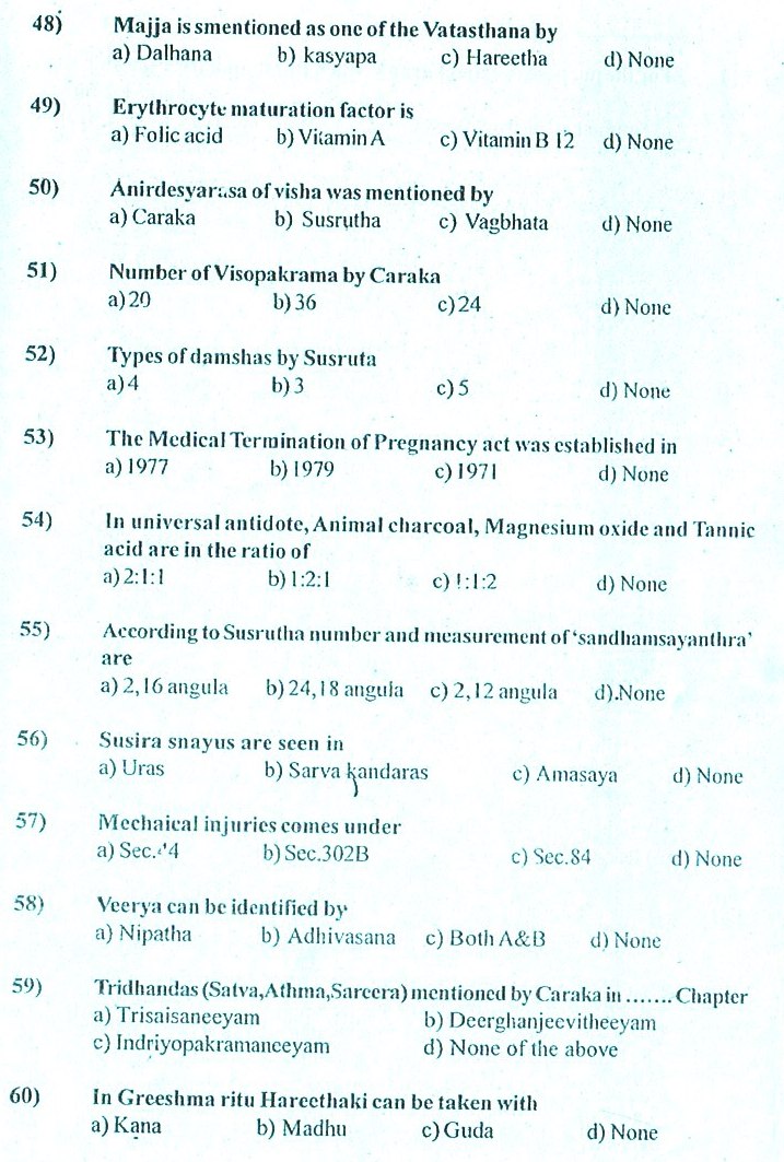 Ayurveda Medical Officer previous years question papers,ayurveda upsc